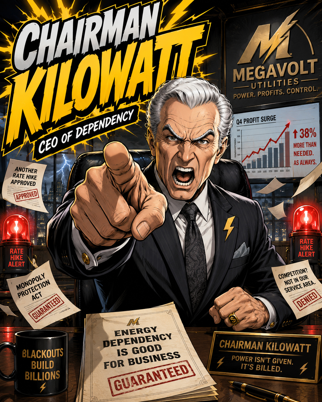 Chairman Kilowatt fictional monopoly utility villain
