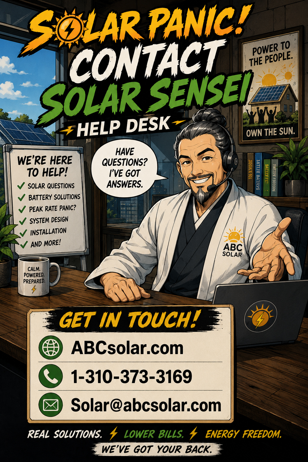 Solar Sensei help desk with ABC Solar contact information