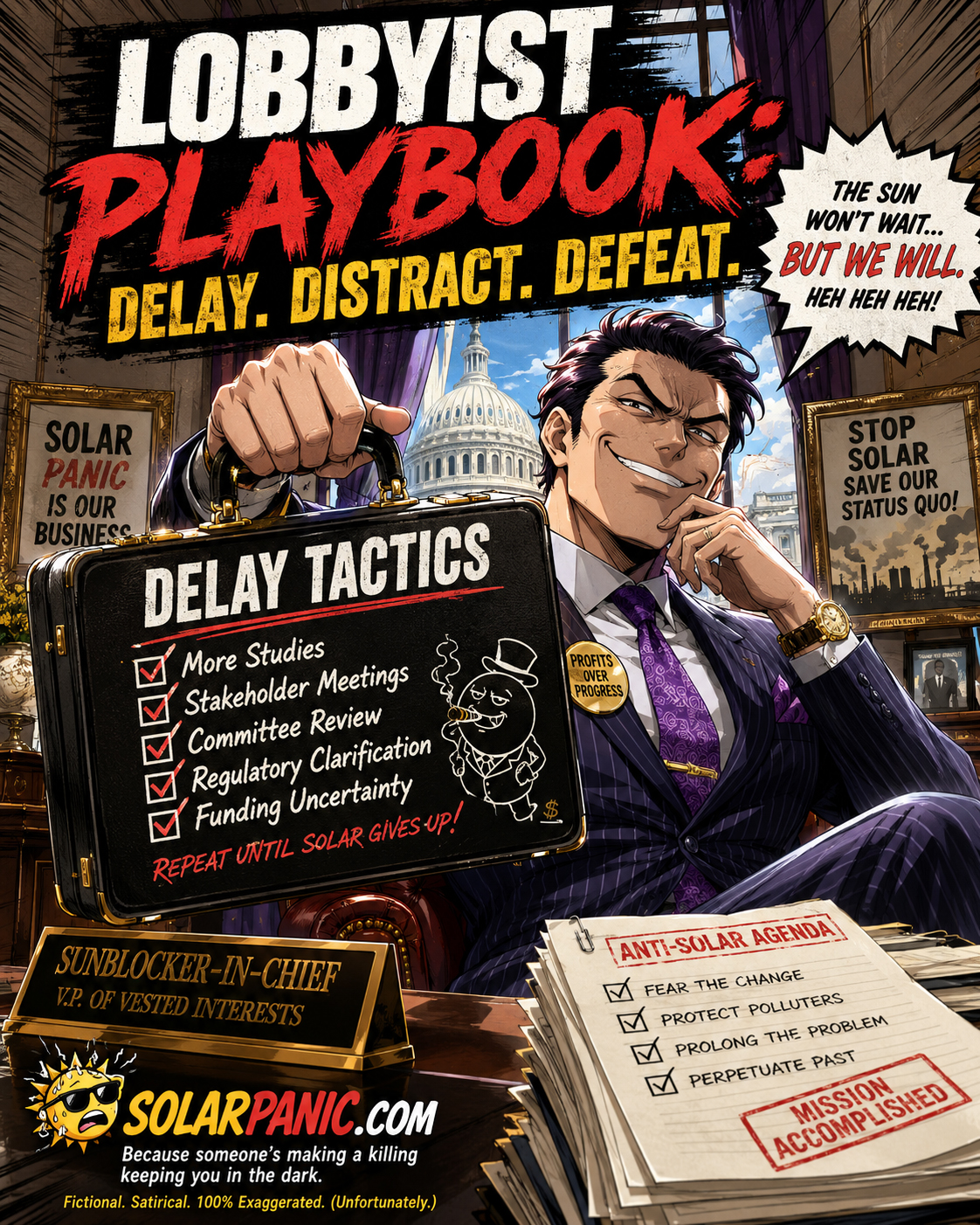 Lobbyist delay tactics briefcase