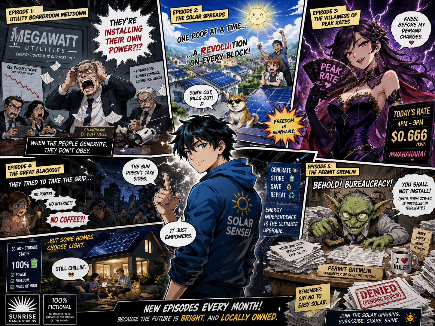SolarPanic manga chaos collage of episodes and characters