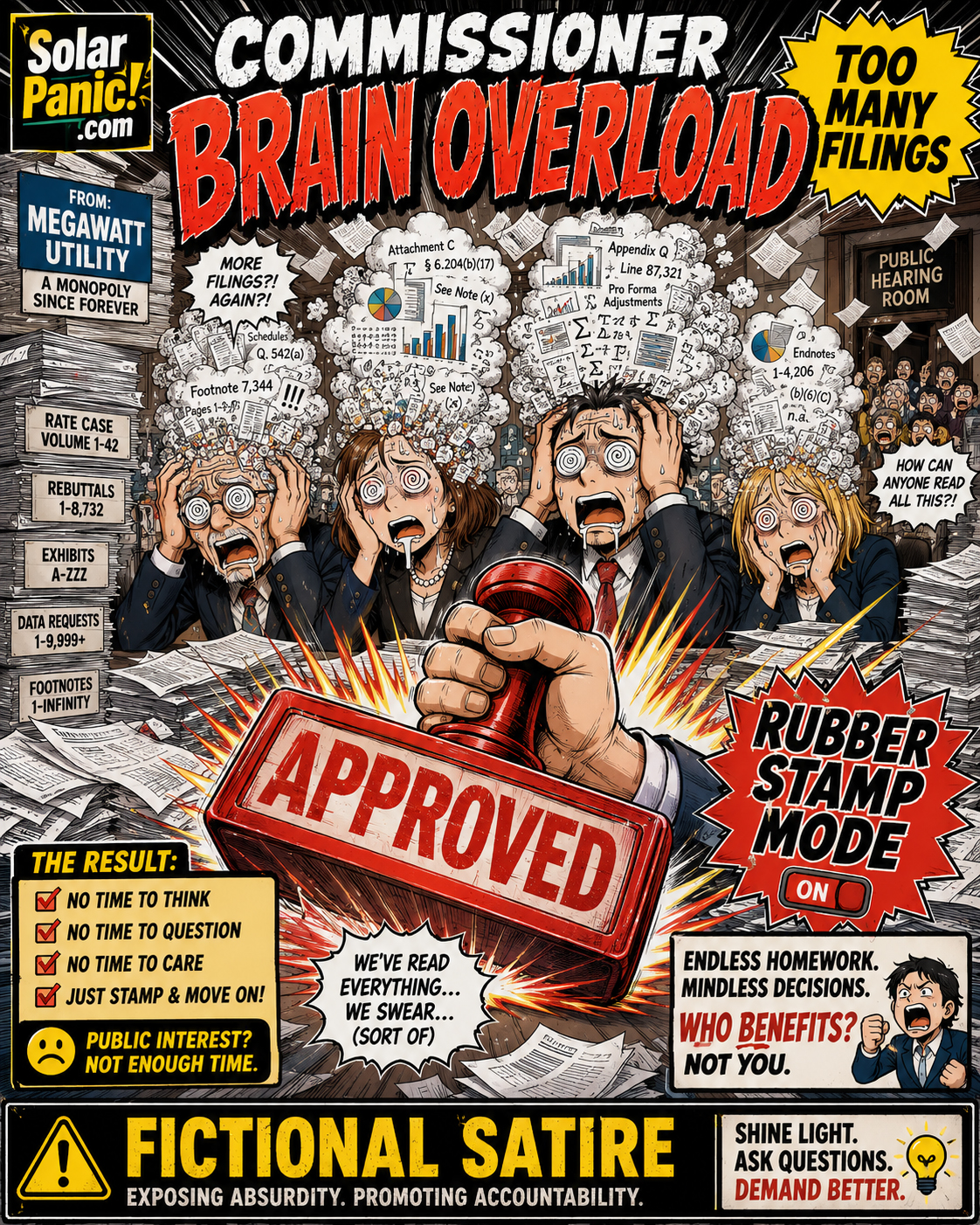 Rubber stamp commissioner brain overload caused by paperwork